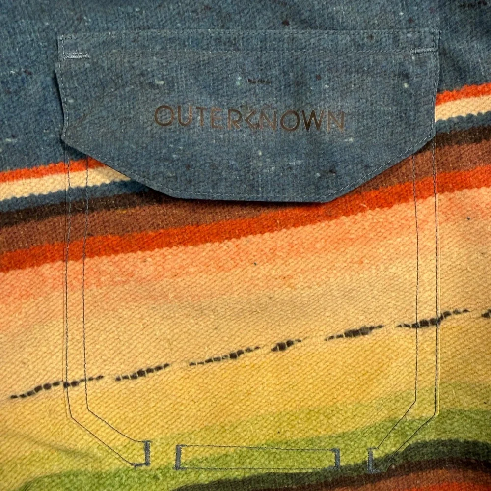 Outerknown Mens Serape Stripe Board Shorts Blue Multi Color Swim Trunks Size 28